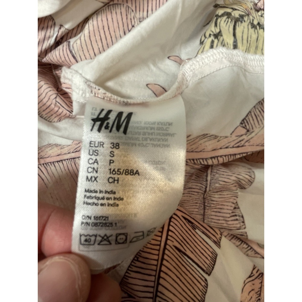 Desmond & Dempsey x H&M Summer Dress Long Sleeve Button up Palm Trees Small - Picture 9 of 11